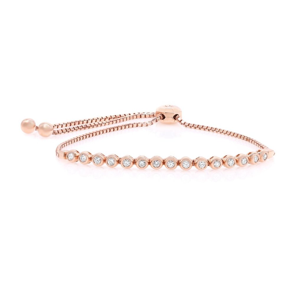 Rachel Koen Bezel Set Diamond Sliding Tennis Bracelet 14K Rose Gold 0.48cttw